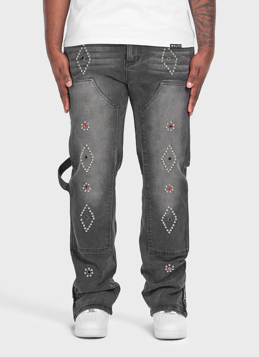 Vintage Carpenter Studded Jeans - Black