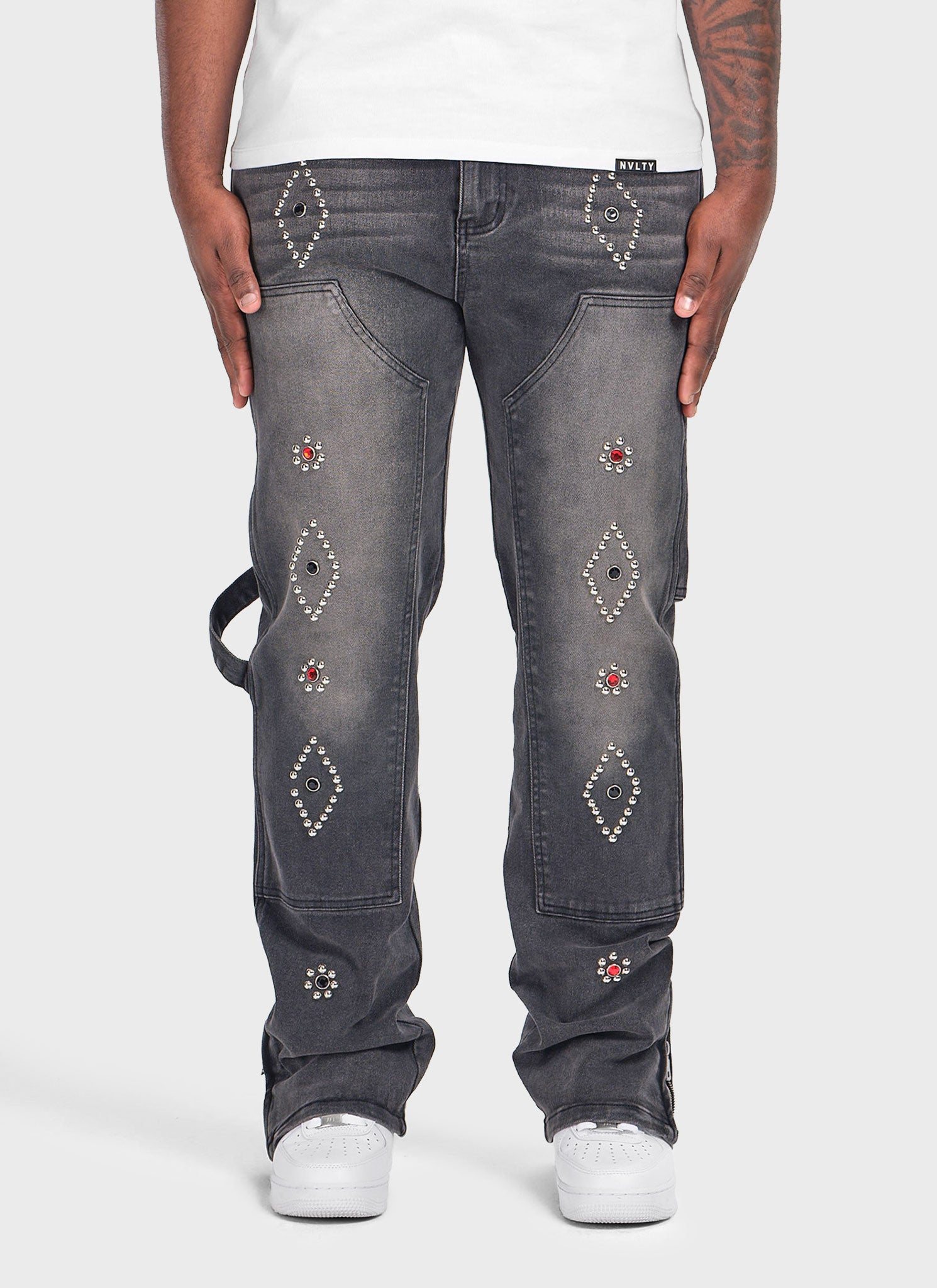 Vintage Carpenter Studded Jeans - Black