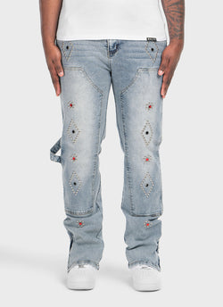 Vintage Carpenter Studded Jeans - Blue