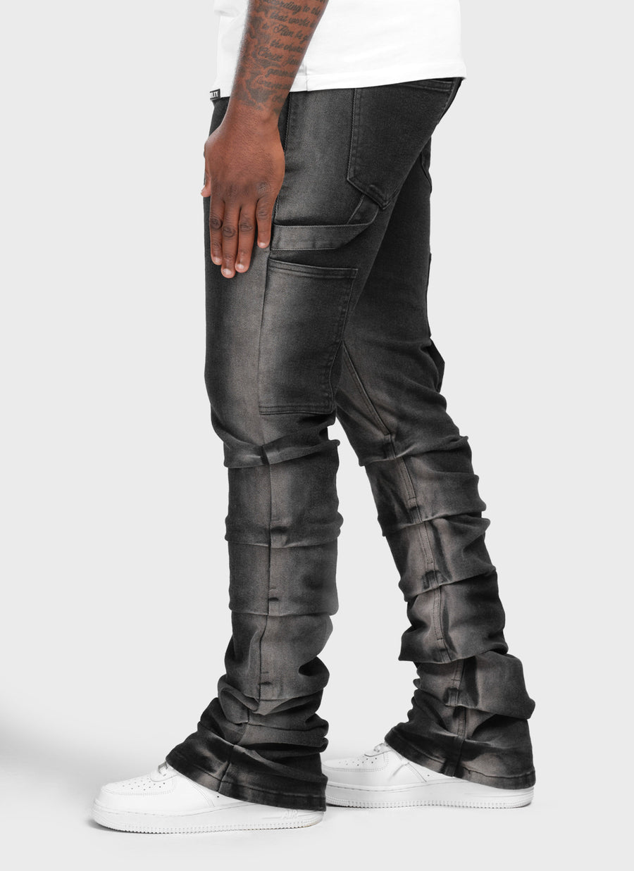 Vintage Flare Washed Jeans - Black