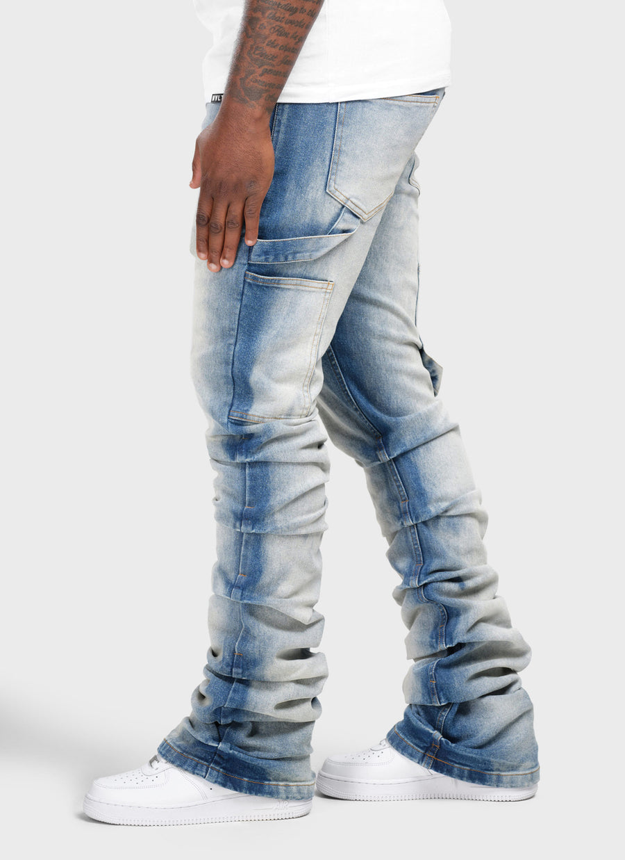 Vintage Flare Tacked Jeans - Blue