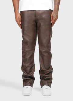 Vintage Heavyweight Leather Pants - Brown