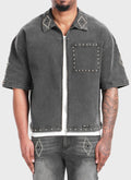 Vintage Studded Denim Shirt - Black
