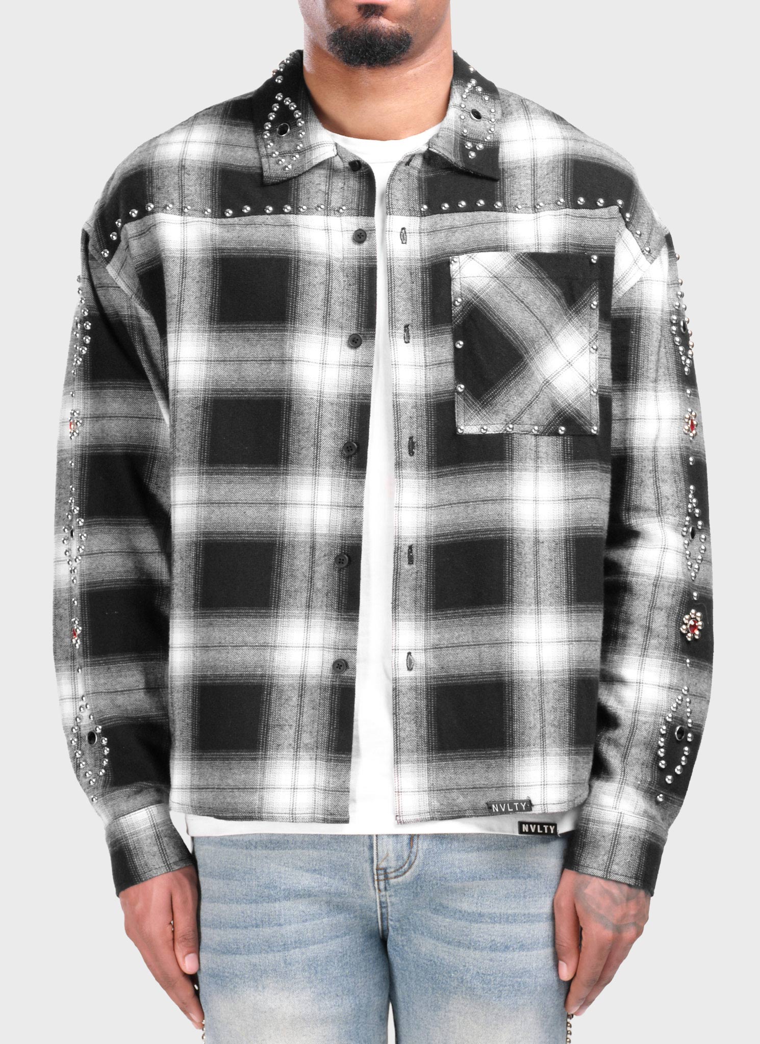 Vintage Studded Flannel - Black