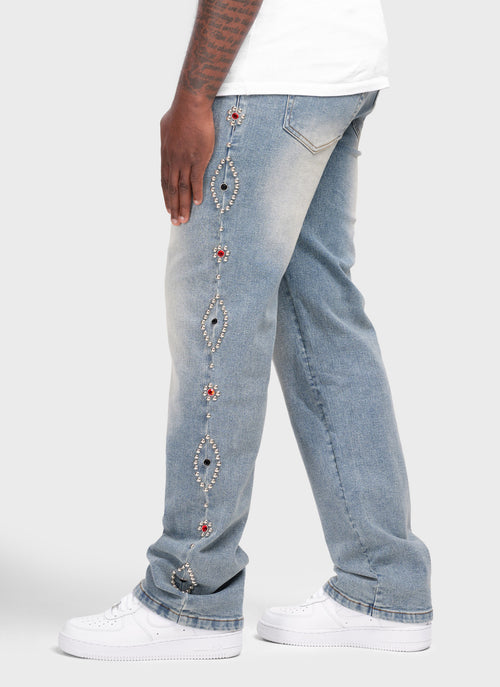 Vintage Studded Jeans - Blue