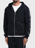 Vintage Studded Zip Hoodie - Black