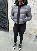 Center Tone Puffer Jacket -Charcoal Grey/Black