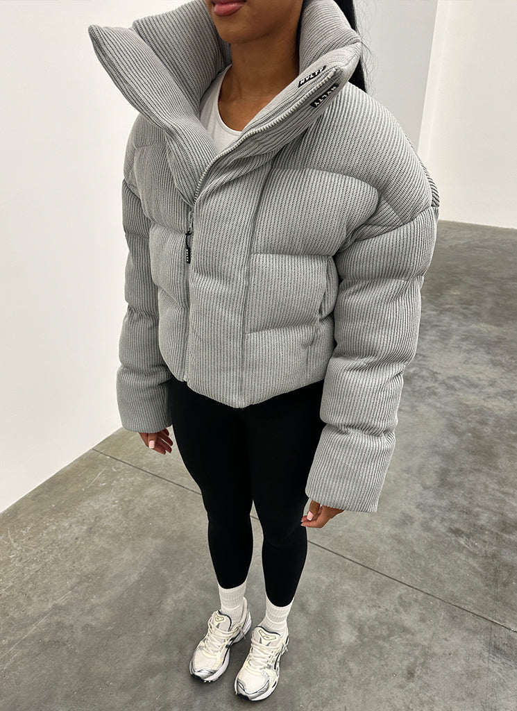 Womens grey puffer coat clearance