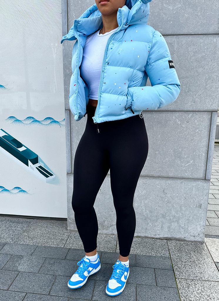 Paint Puffer Jacket - Baby Blue
