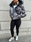 Tree Camo Puffer Jacket - Black