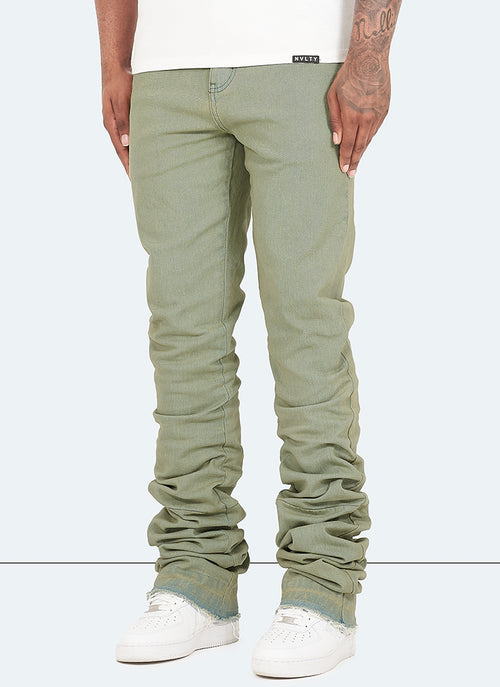 Vintage Stacked Jeans - Washed Green