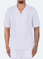 Pleated Open Collar Shirt - White