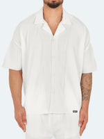 Pleated Drop Shoulder Shirt - White