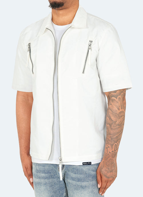 Nylon Zipper Shirt - White
