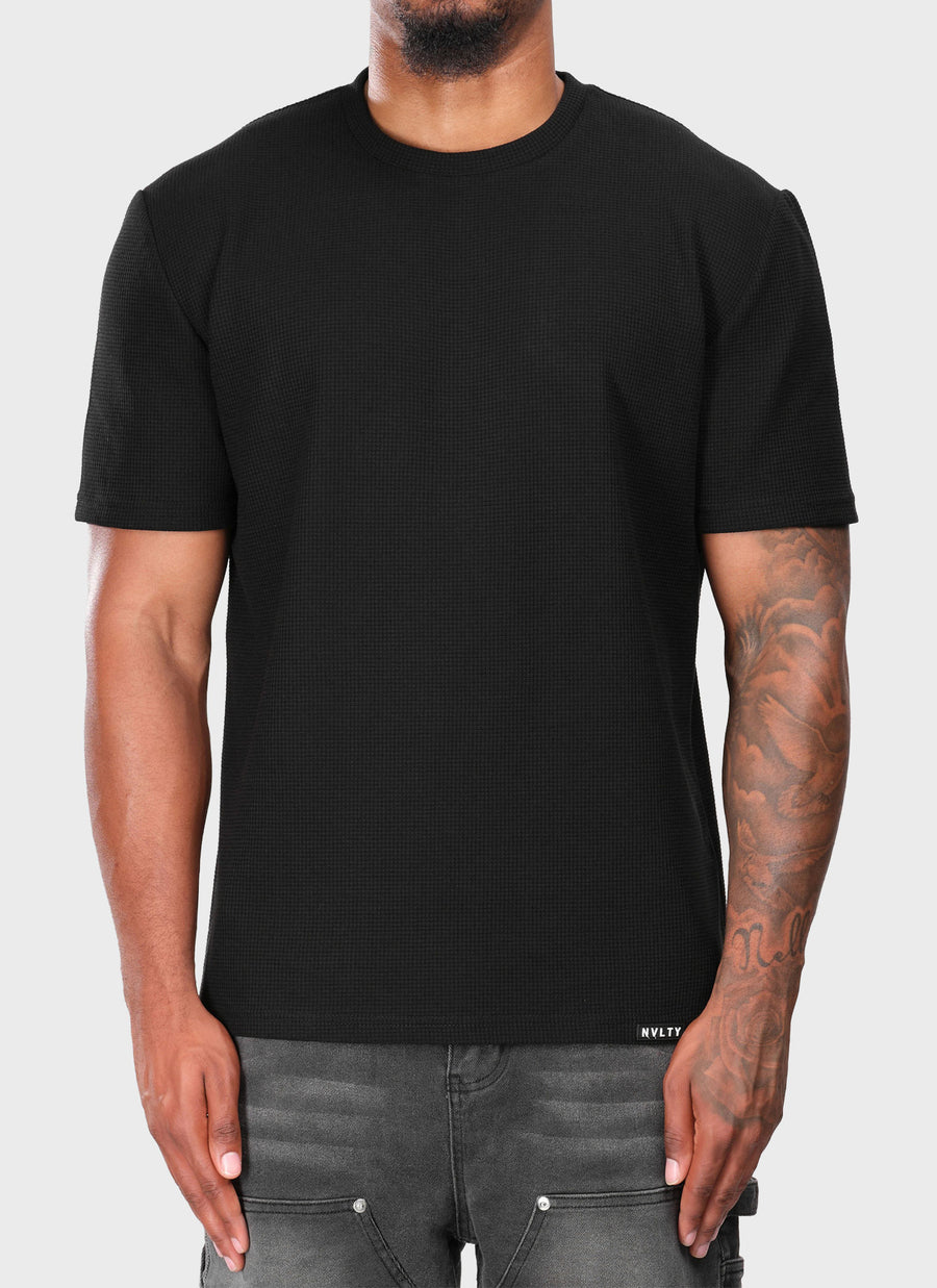 Waffle Fitted T-Shirt - Black