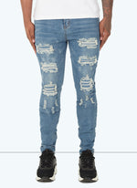 Ripped & Repaired Jeans - Light Blue