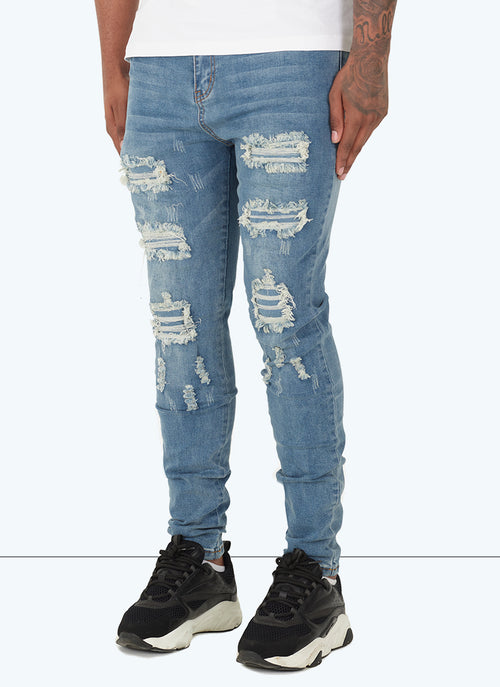 Ripped & Repaired Jeans - Light Blue