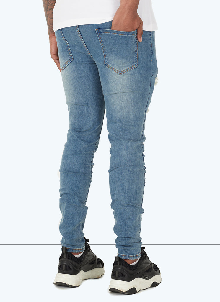 Ripped & Repaired Jeans - Light Blue