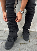 Vintage Flare Paint Jeans - Black