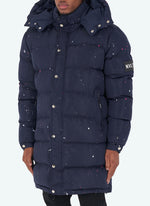 Long Paint Puffer Jacket - Navy