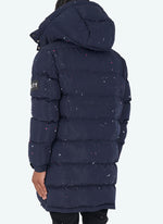 Long Paint Puffer Jacket - Navy
