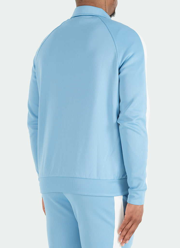 Panelled Track Jacket - Baby Blue/White