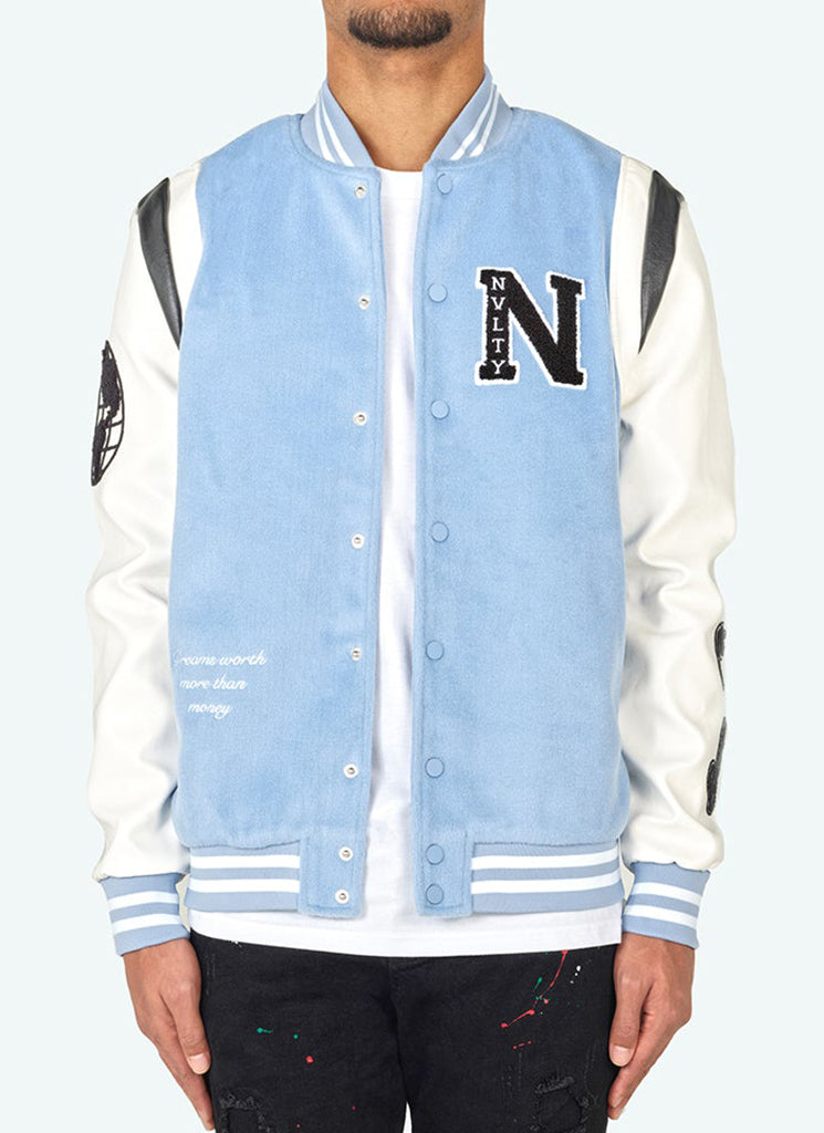 Dreams Varsity Jacket - Baby Blue