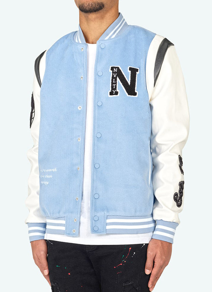 Signature Varsity Jacket - Baby Blue – N V L T Y