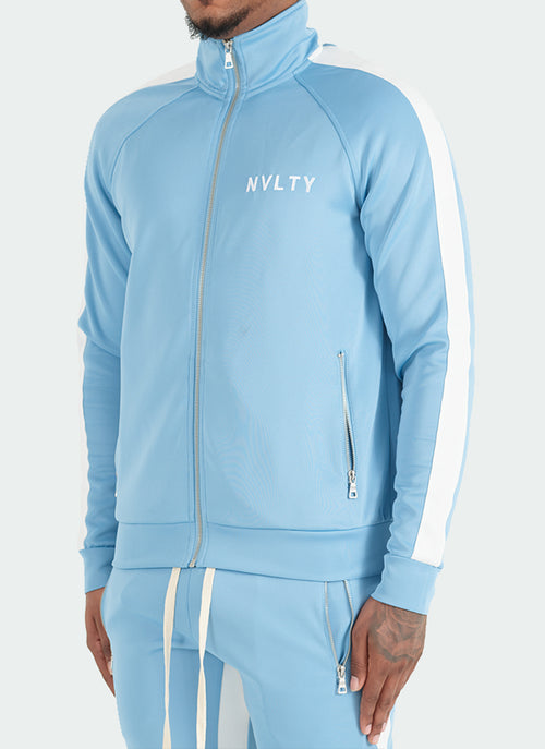 Panelled Track Jacket - Baby Blue/White