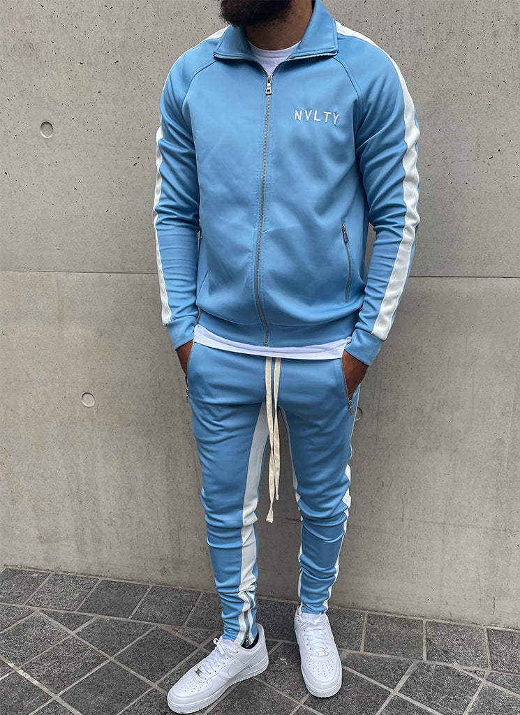 White and best sale blue tracksuit