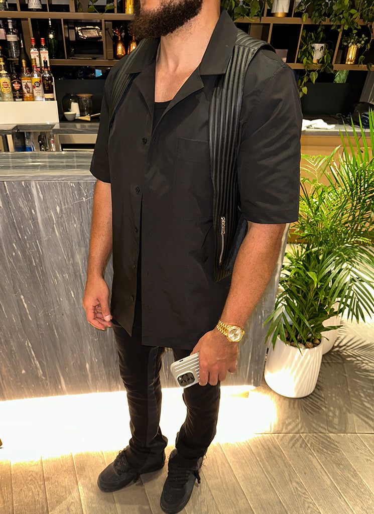 Essential Open Collar Shirt - Black – N V L T Y