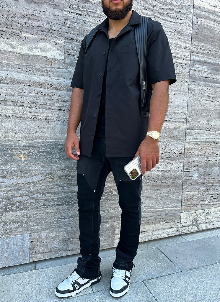 Essential Open Collar Shirt - Black – N V L T Y
