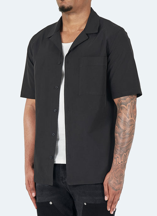 Essential Open Collar Shirt - Black