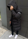 Long Paint Puffer Jacket - Black