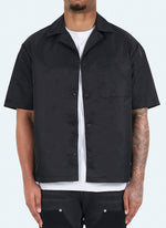 Nylon Open Collar Shirt - Black