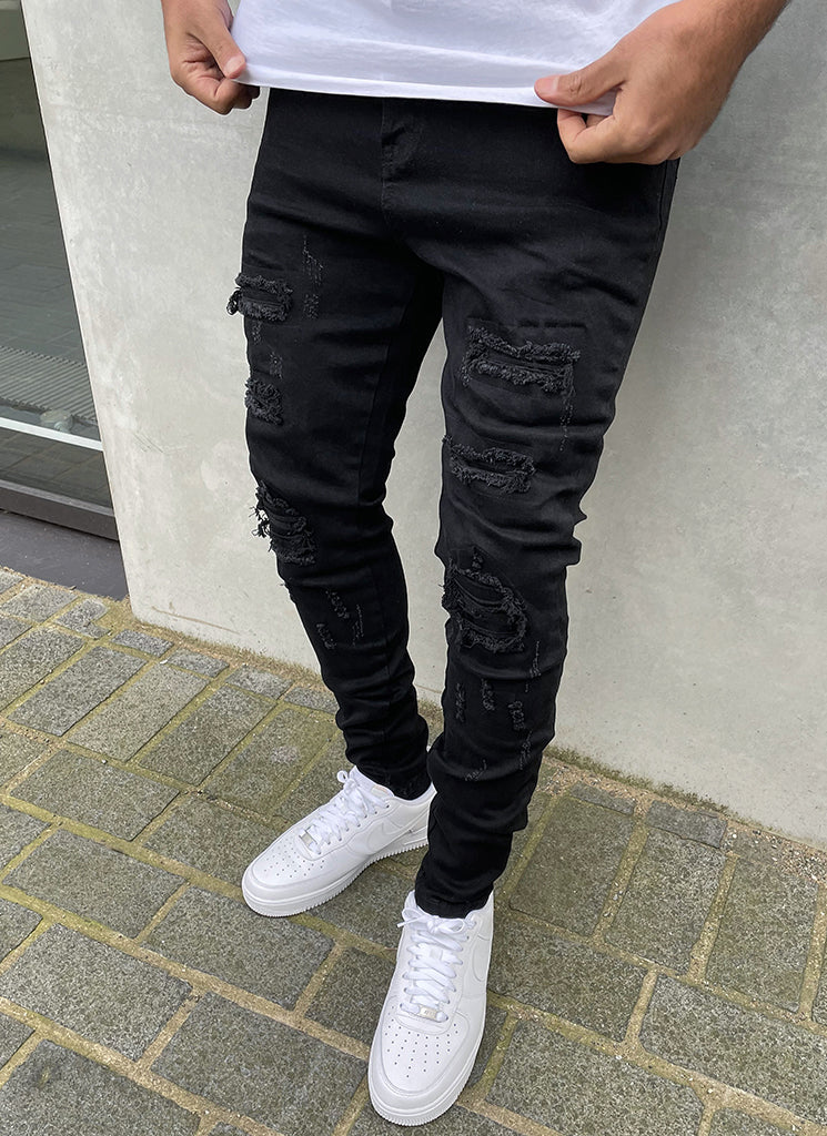 Ripped & Repaired Jeans - Black