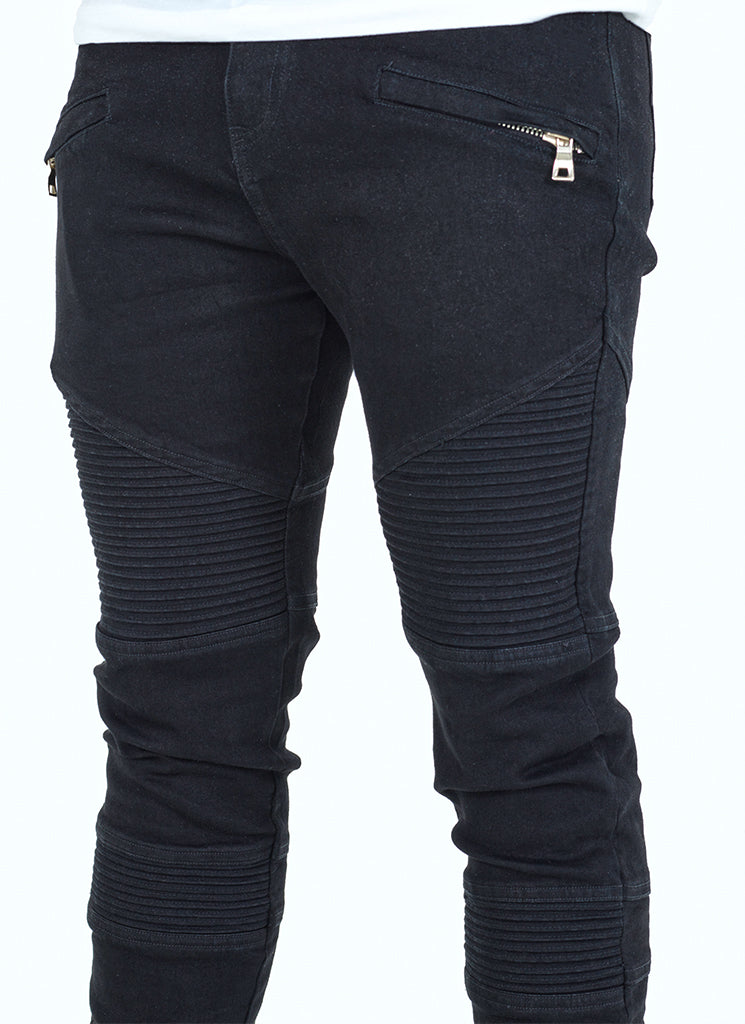 Womens black biker jeans top