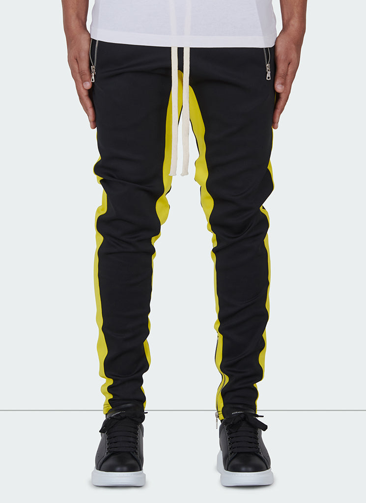 Panelled Track Pants - Black/Yellow