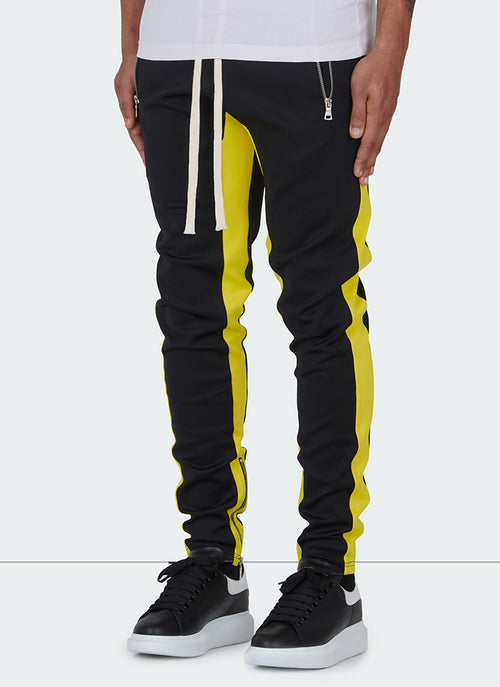 Panelled Track Pants - Black/Yellow