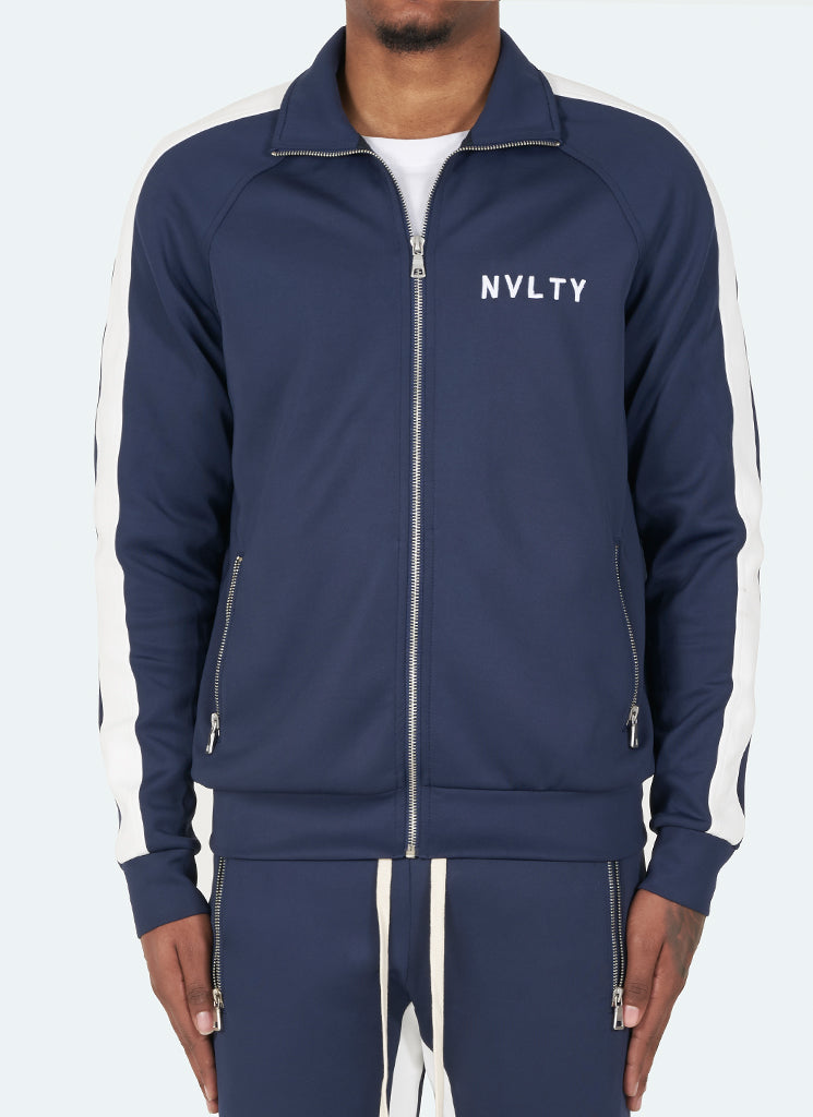 Panelled Track Jacket - Navy/White
