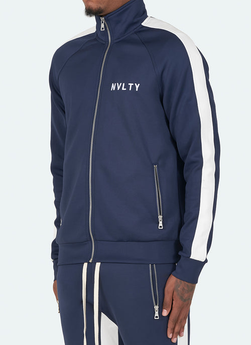 Panelled Track Jacket - Navy/White