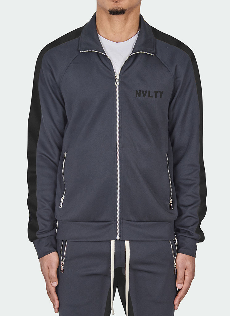Panelled Track Jacket - Charcoal Grey/Black