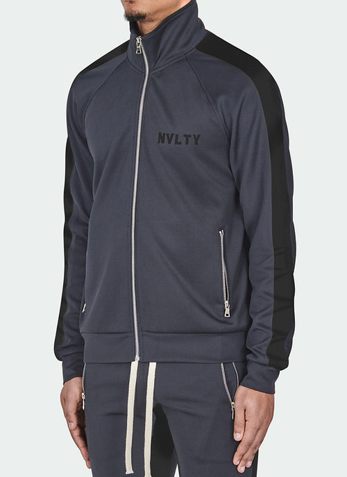 Panelled Track Jacket - Charcoal Grey/Black