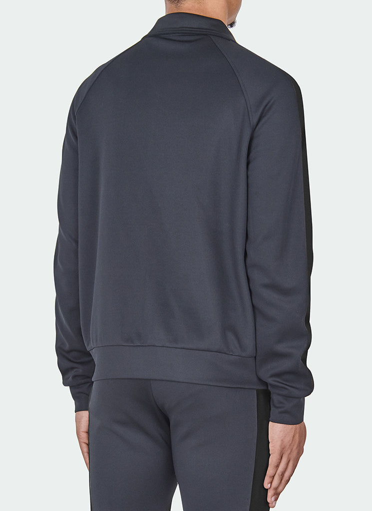 Panelled Track Jacket - Charcoal Grey/Black