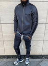 Panelled Track Jacket - Charcoal Grey/Black