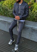 Panelled Track Jacket - Charcoal Grey/Black