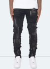 Distressed Paint Jeans - Black