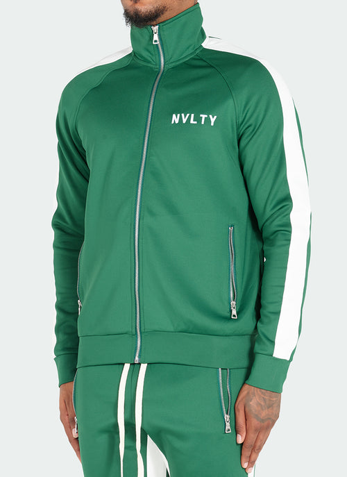 Panelled Track Jacket - Green/White