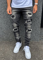 Triple Patchwork Jeans - Grey