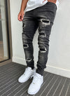 Triple Patchwork Jeans - Grey